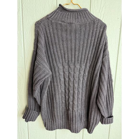 Vintage Autograph Clothing Chunky Knit Mock Neck Sweater Gray Cable Knit Small - Picture 7 of 7